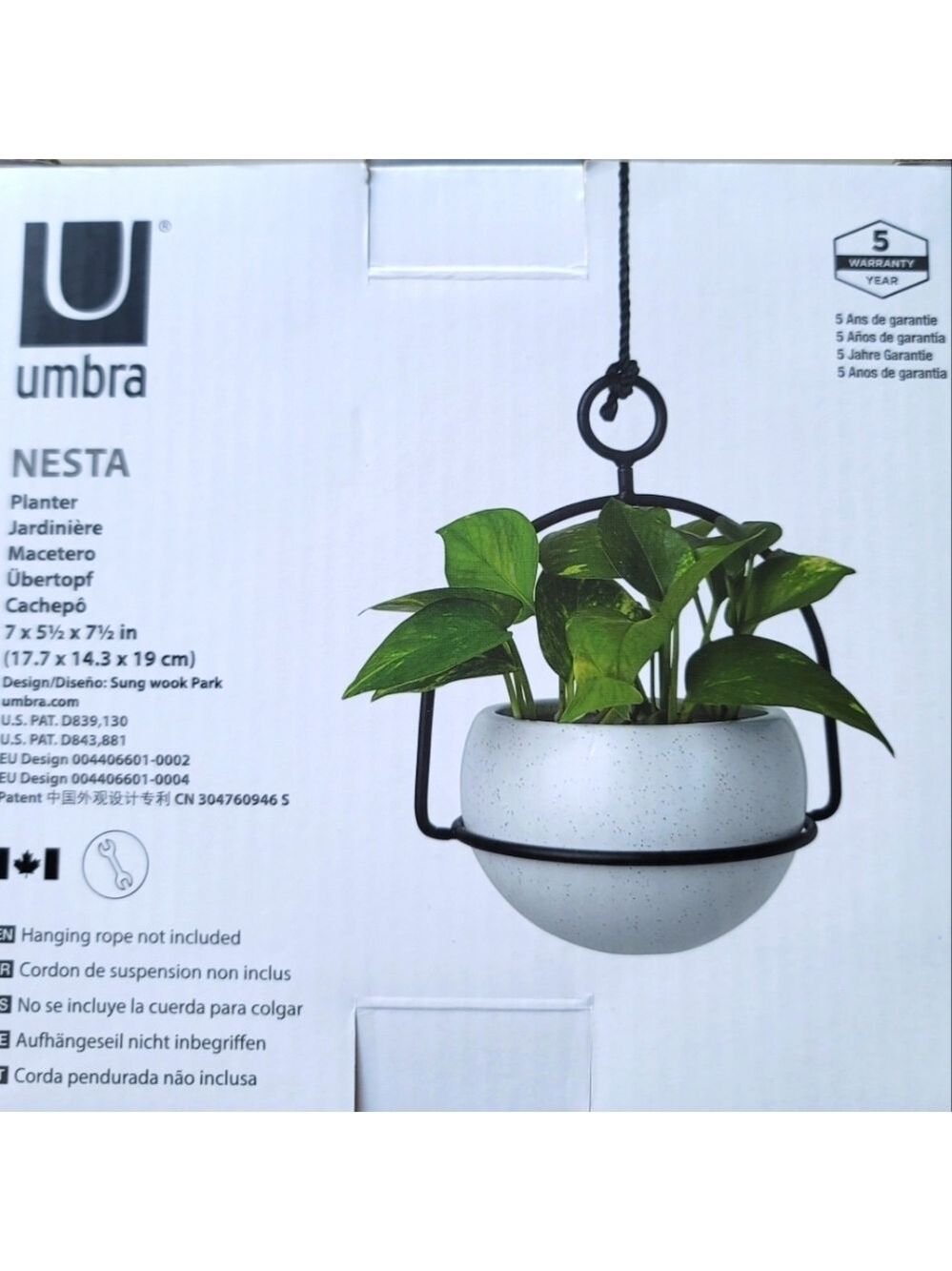 Umbra Nesta Planters White Ceramic Black Metal